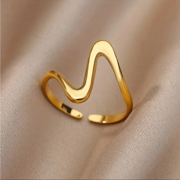 Jewelry - 18k gold plated stainless steel minimalist cuff ring